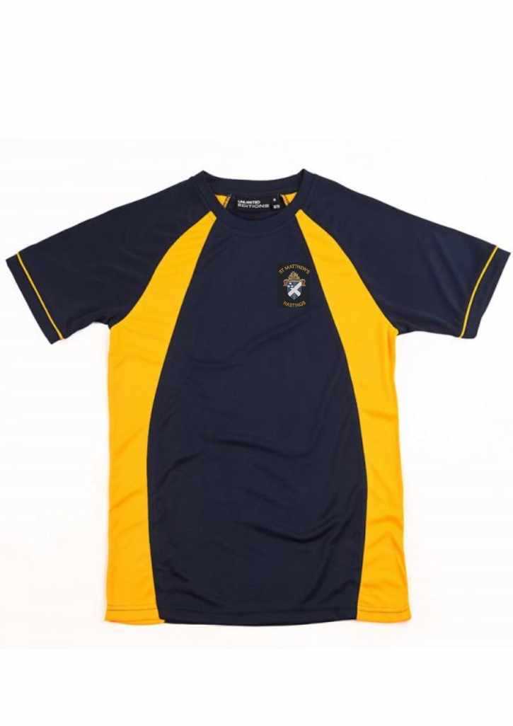 St Matthew's Primary School PE Tee Navy/Gold Kids